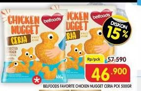 Promo Harga Belfoods Nugget Chicken Nugget Ceria 500 gr - Superindo