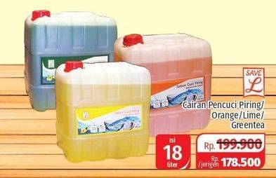 Promo Harga SAVE L Dishwashing Liquid Lemon, Lime 18000 ml - Lotte Grosir