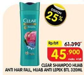 Promo Harga CLEAR Shampoo Hijab Pure Anti Ketombe Perawatan Rambut Rontok, Anti Ketombe Anti Lepek 320 ml - Superindo