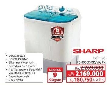 Promo Harga Sharp ES-T95CR-PK/BK/VK | Washing Machine Super Aquamagic 9kg  - Lotte Grosir