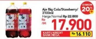 Promo Harga AJE BIG COLA Minuman Soda Strawberry, Cola 3100 ml - Carrefour