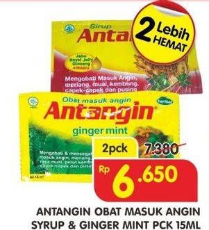 Promo Harga ANTANGIN JRG Syrup Herbal Ginger Mint per 2 sachet 15 ml - Superindo