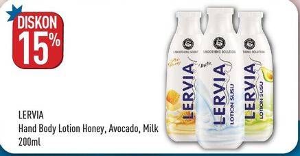 Promo Harga LERVIA Lotion Milk Honey, Milk Avocado 200 ml - Hypermart