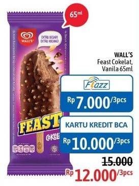 Promo Harga WALLS Feast Chocolate, Vanilla per 3 pcs 65 ml - Alfamidi