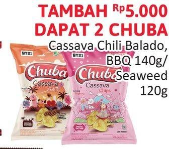 Promo Harga Chuba Cassava Chips Sambal Balado, BBQ, Rumput Laut 120 gr - Alfamidi