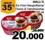 Promo Harga WALLS Ice Cream Chocolate Vanilla With Chocolate Chip, Neopolitana 700 ml - Giant