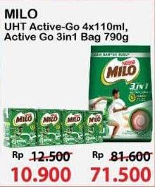 Promo Harga Milo Susu UHT per 4 box 110 ml - Alfamart