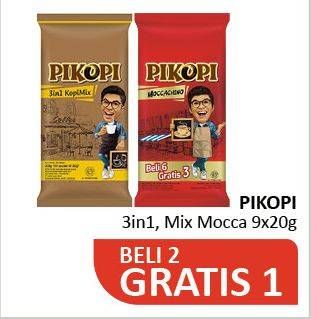 Promo Harga PIKOPI 3 in 1 Kopi Mix Moccachino, Coffeemix per 9 pcs 20 gr - Alfamidi