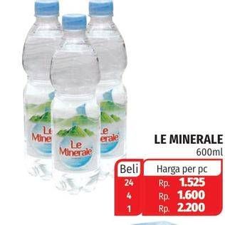 Promo Harga LE MINERALE Air Mineral 600 ml - Lotte Grosir