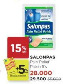 Promo Harga Salonpas Pain Relief Patch 5 pcs - Watsons