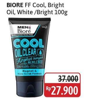 Promo Harga Biore Mens Facial Foam Double Scrub Cool Oil Clear, Bright Oil Clear, White Energy 100 ml - Alfamidi
