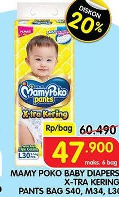 Promo Harga Mamy Poko Pants Xtra Kering S40, M34, L30 30 pcs - Superindo