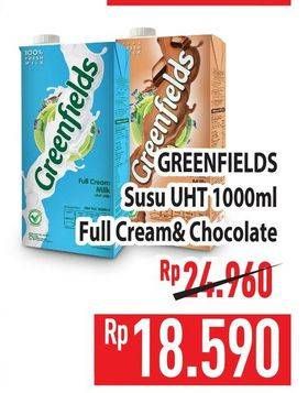 Promo Harga Greenfields UHT Full Cream, Choco Malt 1000 ml - Hypermart