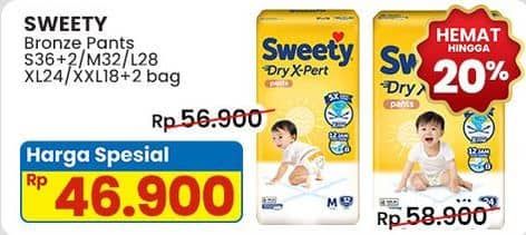 Promo Harga Sweety Bronze Pants Dry X-Pert XL24, S36+2, L28, M32 24 pcs - Indomaret