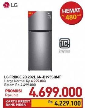 Promo Harga LG GN-B195SQMT | Kulkas 2 Pintu Smart Inverter Compressor  - Carrefour