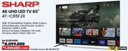 Promo Harga Sharp 4T-C65FJ1I | 65 Inch 4K Frameless Google TV  - COURTS