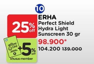 Promo Harga Erha Perfect Shield Helios Daily Sunscreen SPF 50 Pa+++ 30 gr - Watsons