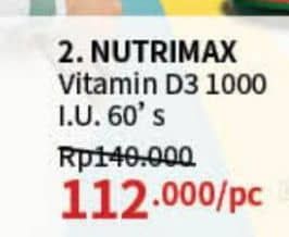 Promo Harga Nutrimax Vitamin D3 1000 IU 60 pcs - Guardian