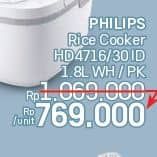 Promo Harga Philips 3000 Series Philips Digital Rice Cooker HD4716 /30  - LotteMart