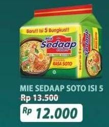 Promo Harga SEDAAP Mie Kuah Soto per 5 pcs 90 gr - Alfamart