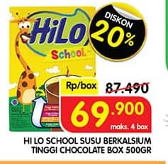 Promo Harga Hilo School Susu Bubuk Chocolate 500 gr - Superindo