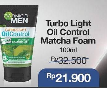 Promo Harga GARNIER MEN Turbo Light Oil Control Facial Foam Matcha Foam 100 ml - Alfamart