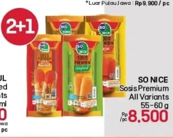 Promo Harga So Nice Sosis Siap Makan Premium All Variants 60 gr - LotteMart
