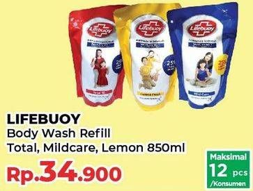 Promo Harga LIFEBUOY Body Wash Lemon Fresh, Mild Care, Total 10 850 ml - Yogya