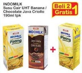Promo Harga INDOMILK Susu UHT Pisang, Chocolate Java Criollo per 2 pcs 190 ml - Indomaret
