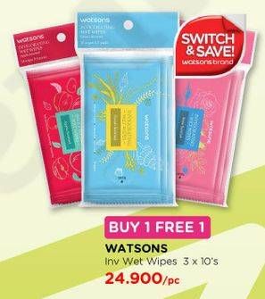 Promo Harga WATSONS Invigorating Wet Wipes per 3 pck 10 pcs - Watsons