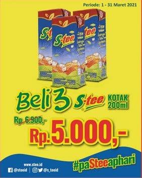 Promo Harga S TEE Minuman Teh Melati per 3 box 200 ml - Alfamidi