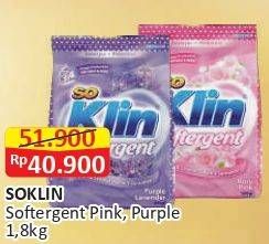 Promo Harga So Klin Softergent Rossy Pink, Purple Lavender 1800 gr - Alfamart