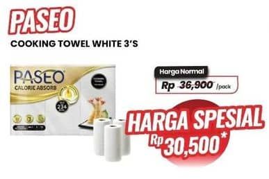 Promo Harga Paseo Calorie Absorbs Cooking Towel 3 roll - Carrefour