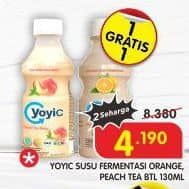 Promo Harga Yoyic Probiotic Fermented Milk Drink Orange, Peach Tea 130 ml - Superindo