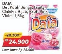 Promo Harga Daia Deterjen Bubuk Bunga, Putih, + Softener Pink, + Softener Violet 1500 gr - Alfamart