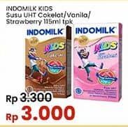 Promo Harga Indomilk Susu UHT Kids Cokelat, Stroberi, Vanila 115 ml - Indomaret