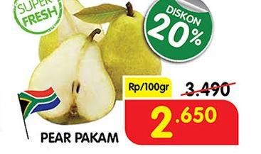 Promo Harga Pear Packham per 100 gr - Superindo