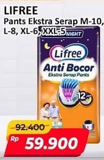 Promo Harga Lifree Popok Celana Ekstra Serap M10, L8, XL6, XXL5 5 pcs - Alfamart