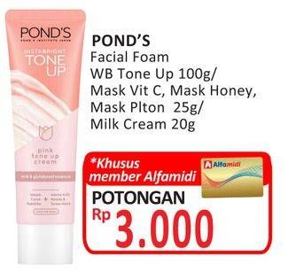 Promo Harga POND'S Facial Foam 100gr/White Beauty Instabrigt Tone Up Milk Mask 25gr/Tone Up Milk Cream 20gr  - Alfamidi