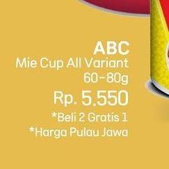 Promo Harga ABC Mie Cup All Variants 60 gr - LotteMart