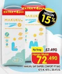 Promo Harga Makuku Comfort Fit Diapers Pants M42+4, L40+4 44 pcs - Superindo