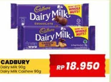 Promo Harga Cadbury Dairy Milk Original, Cashew Nut 90 gr - Yogya