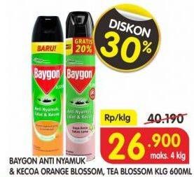 Promo Harga BAYGON Insektisida Spray Orange Blossom, Tea Blossom 600 ml - Superindo