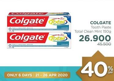 Promo Harga COLGATE Toothpaste Total Clean Mint 150 gr - Watsons
