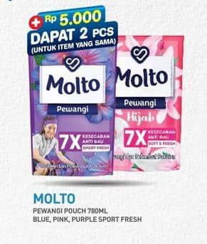 Promo Harga Molto Pewangi Active Fresh, Hijab Soft Fresh, Sports Fresh 780 ml - Hypermart