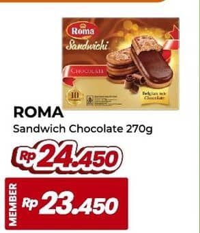 Promo Harga Roma Sandwich Chocolate per 10 pcs 27 gr - Yogya