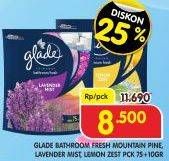 Promo Harga GLADE Bathroom Lavender Mist, Lemon Zest, Mountain Pine 85 gr - Superindo