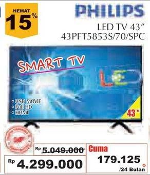 Promo Harga PHILIPS 43PFT5853S | Smart TV LED Full HD Ultra Ramping 43 inch  - Giant