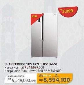 Promo Harga Sharp SJ-IS50M-SL | REFRIGERATOR SBS 1 pcs - Carrefour