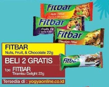 Promo Harga FITBAR Makanan Ringan Sehat Nuts, Fruits, Chocolate 22 gr - Yogya